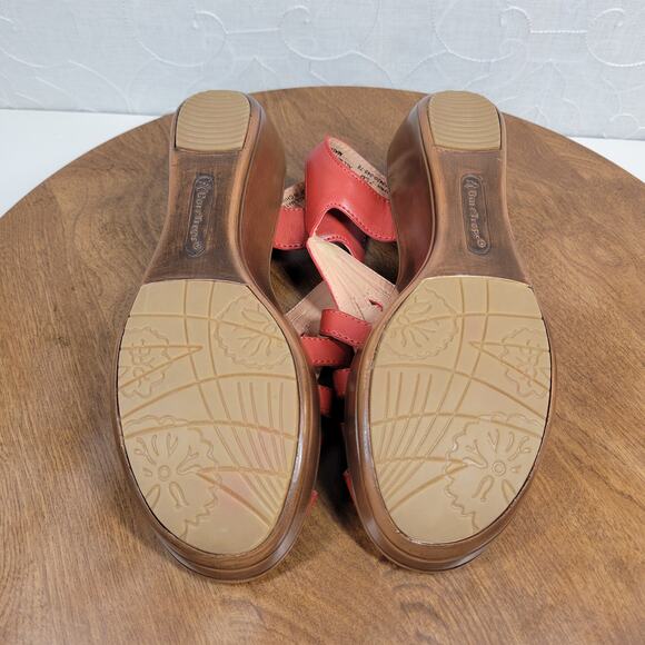 Bare Traps Womens Dayna Sandals 7.5 Red Woven Leather Slingback Platform Wedge - Picture 5 of 13